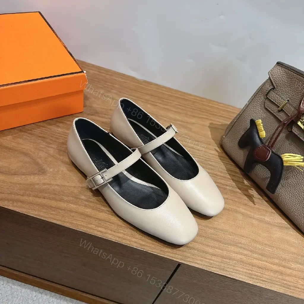 View 4 of Beige Leather Mary Jane Shoes Flat-Style Comfort Orthopedic123