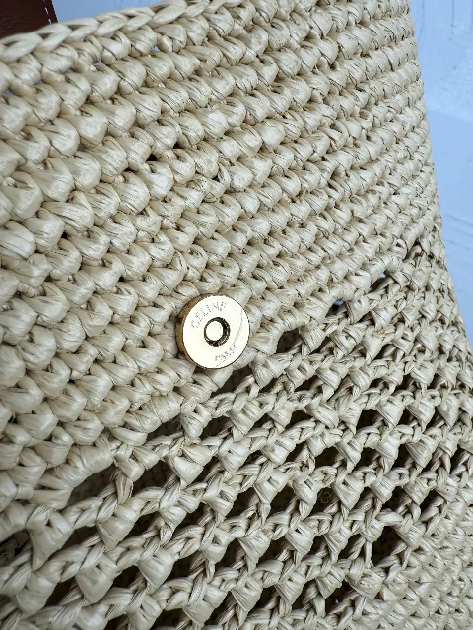 View 9 of Natural Straw Woven Bag, Signature Celine Finish, Lightweight Crossbody