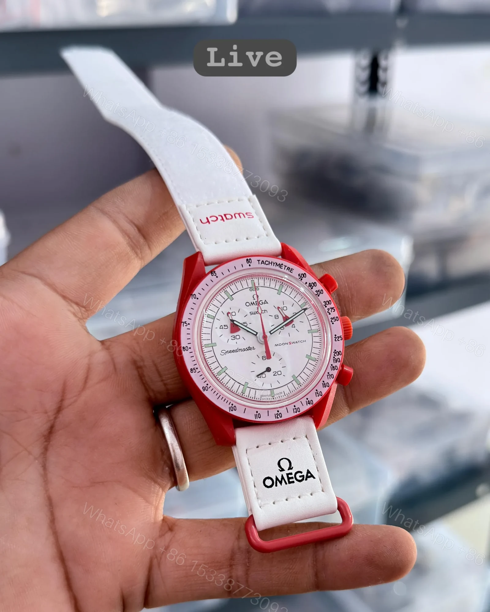 View 2 of Swatch x Omega SA Bioceramic Moonwatch Red Edition