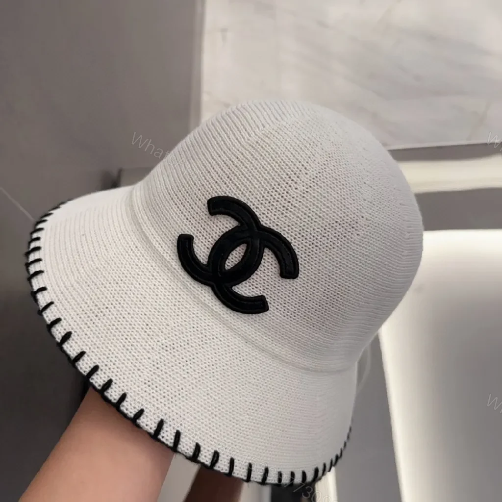 View 8 of Ivory Bucket Hat with Black Logo, Premium Stitching, one-size