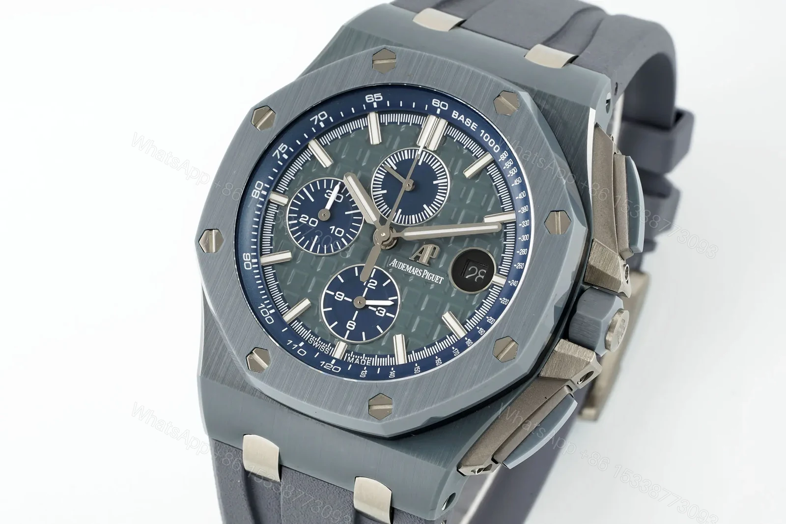 View 3 of KZ Factory Royal Oak Offshore 26400 Series Watch – Grey Ceramic, Blue Dial, Chronograph Style