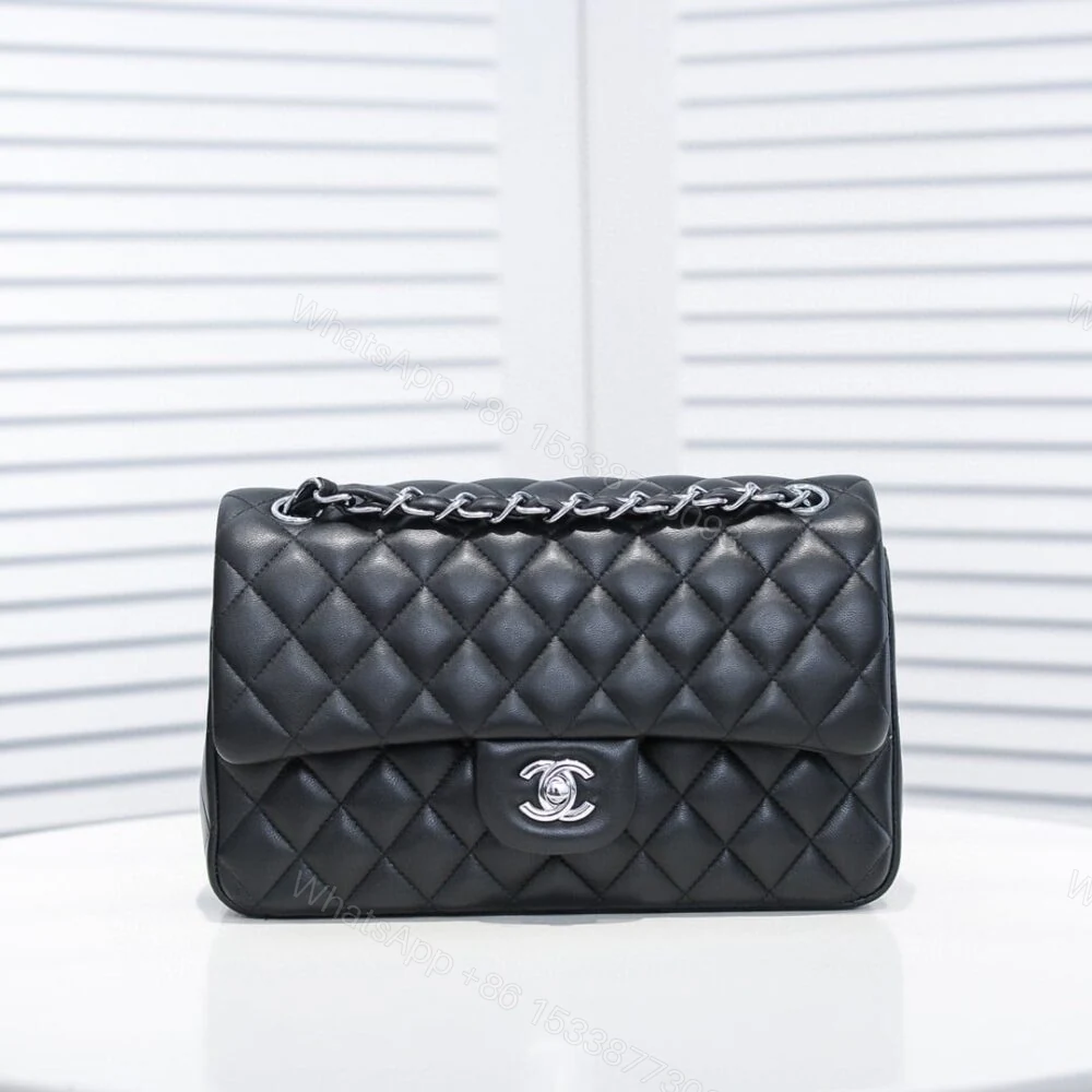 View 2 of Chanel Small Classic Flap Bag Black With Silver Hardware 25Cm