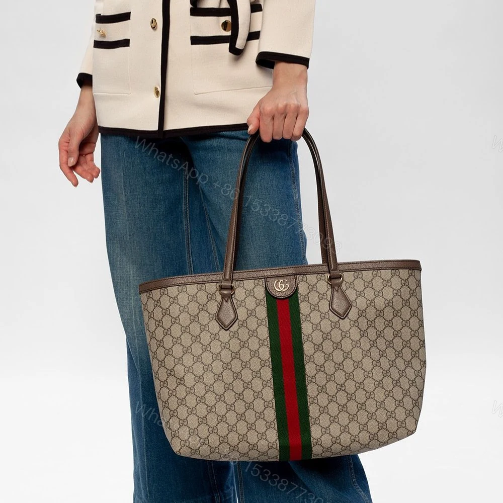 View 5 of Gucci Ophidia Large Tote Bag Beige And Dark Brown GG Supreme 38Cm 631685 96IWB 8745