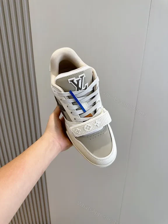 View 4 of White & Gray LV-Inspired Runner: Luxe Texture, Bold Details Sneaker