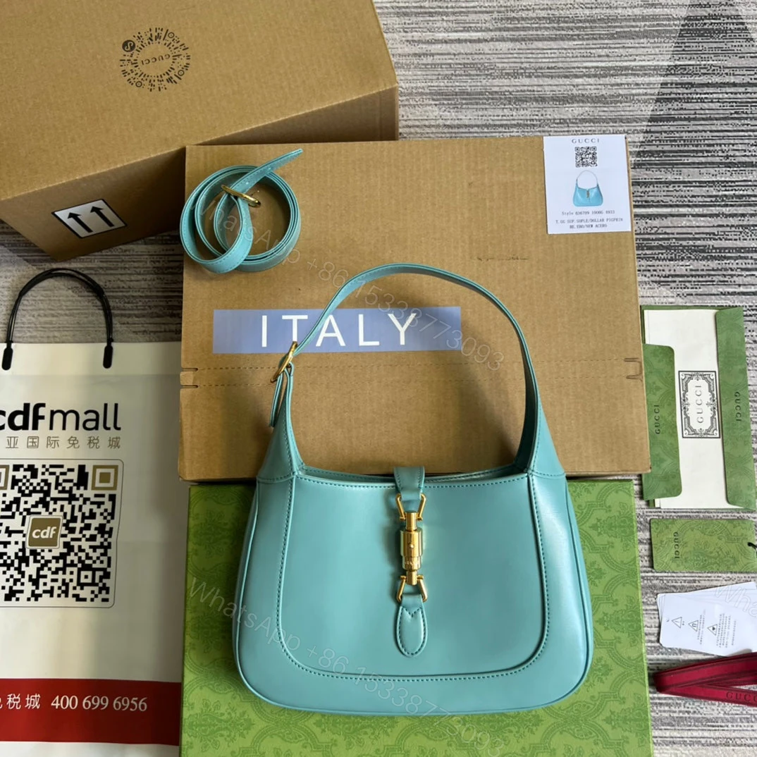 GG JACKIE SMALL 28 SHOULDER BAG IN BLUE PASTEL CALFSKIN — view 1