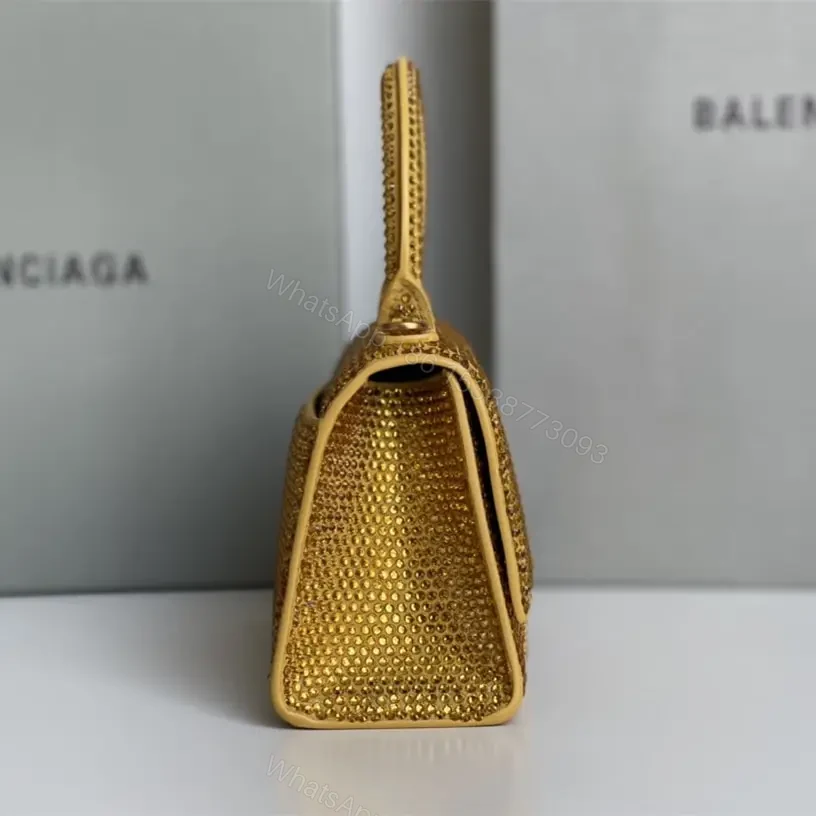 View 6 of 高仿Balenciaga*Hourglass系列沙漏包滿鑽金色XS