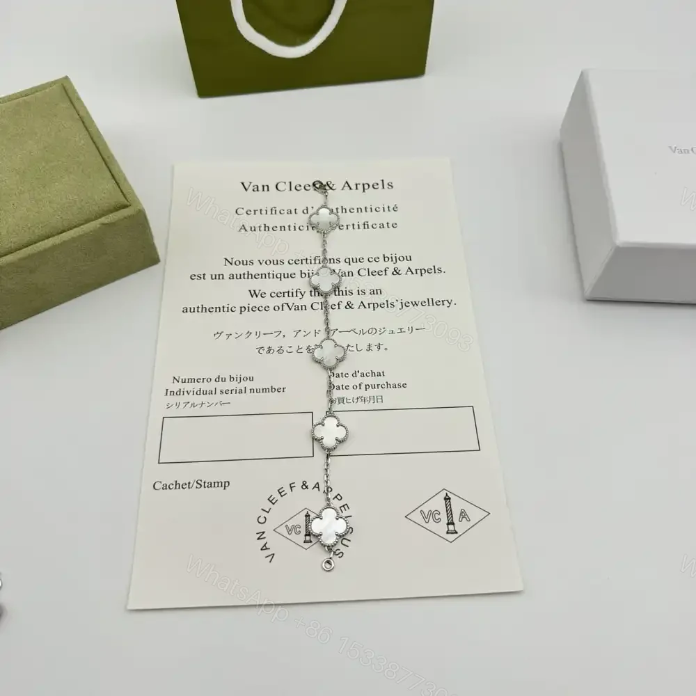 View 4 of 高仿首飾VanCleef&Arpels*RF48400貝母白金手鏈
