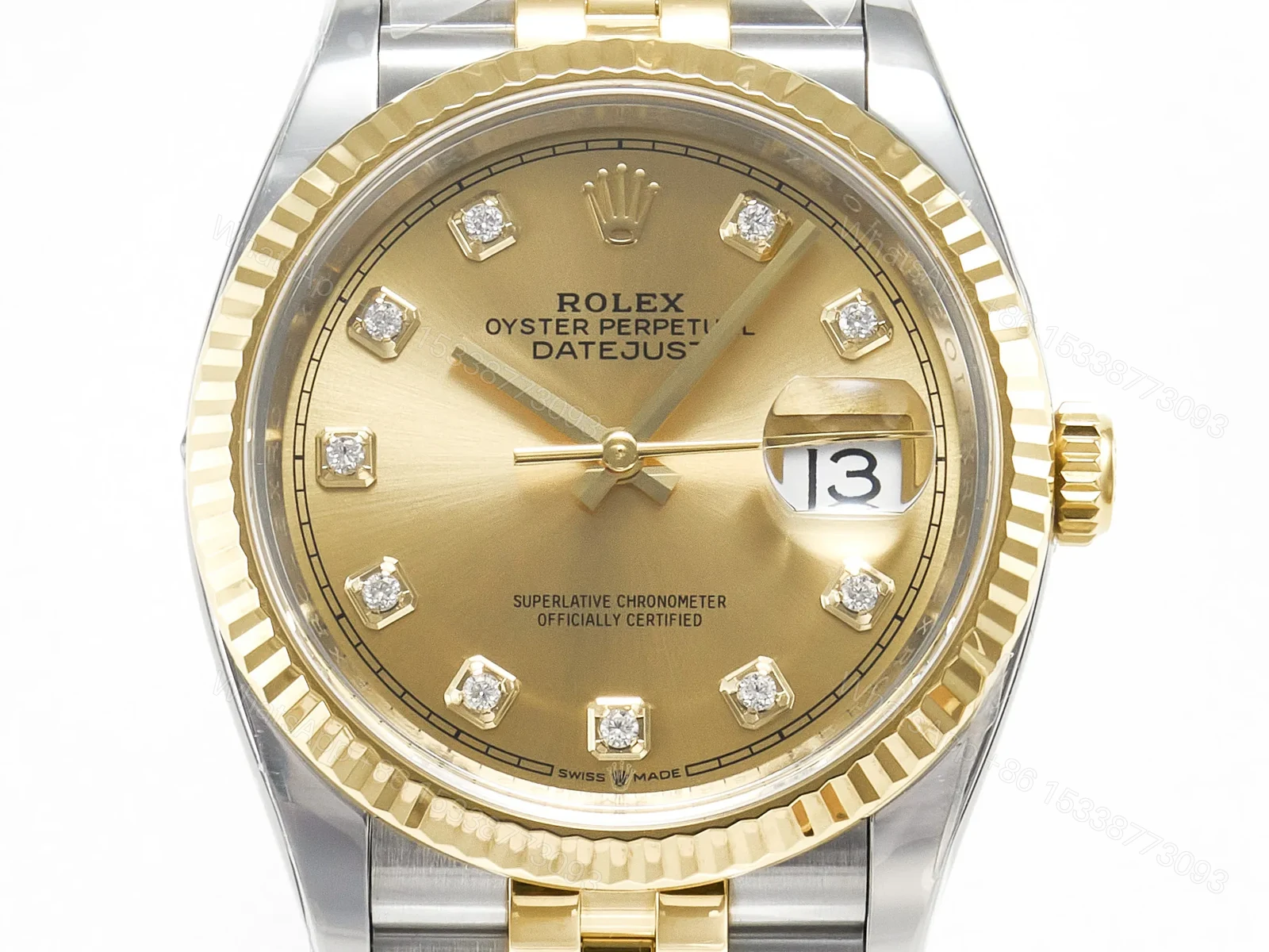 Datejust 36mm 126233 Clean 1:1 Best Edition YG Diamonds Dial on SS/YG Jubilee Bracelet Super Clone — view 1