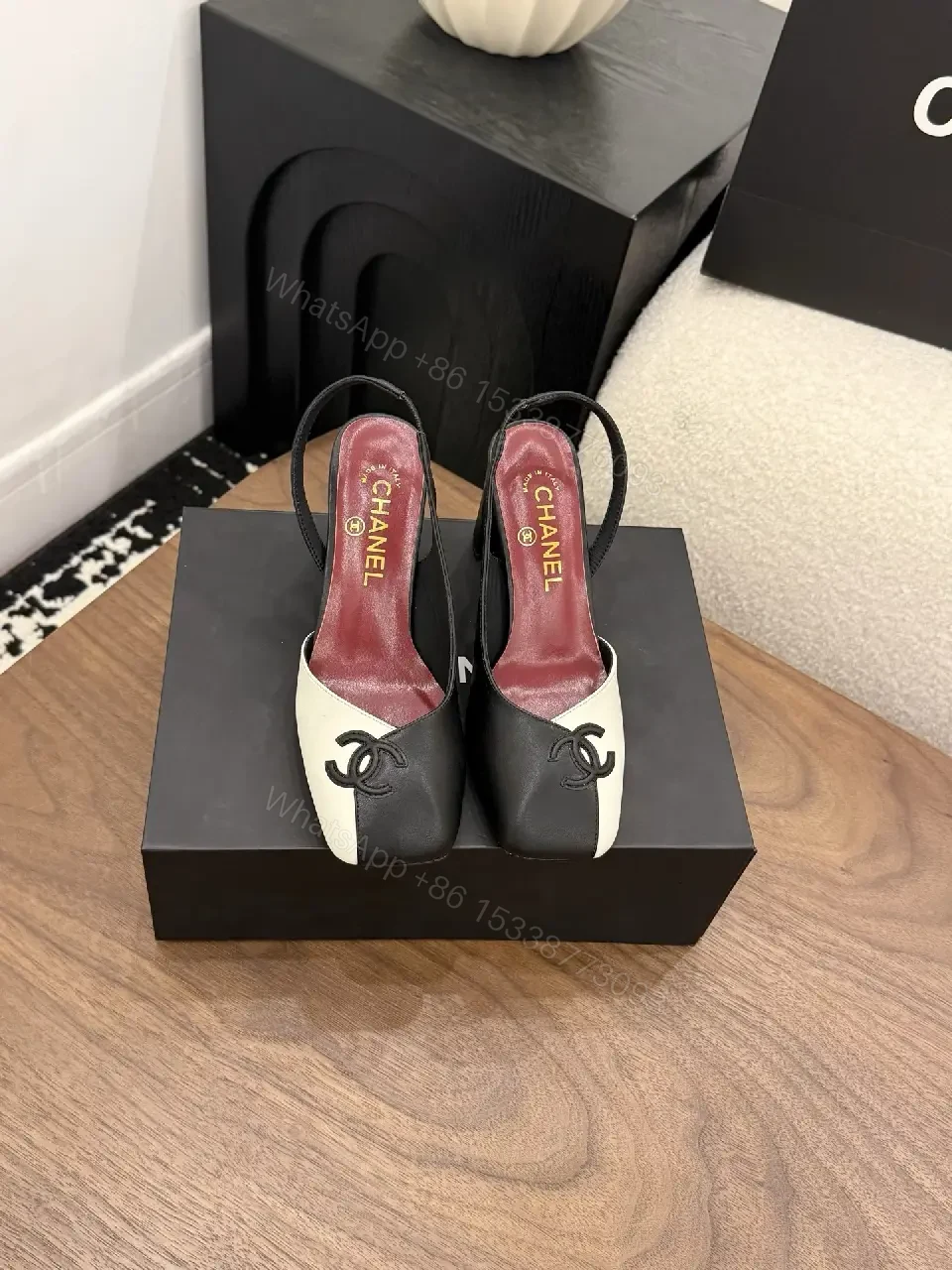 View 9 of Two-Tone Slingback Heels – Modern Mono Contrast Comfort