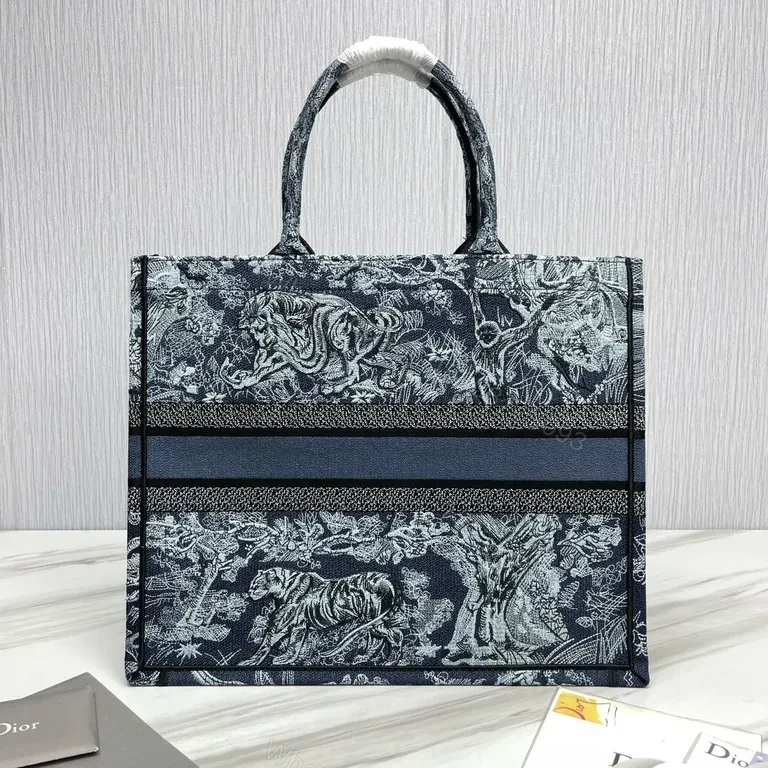 View 2 of Statement Toile Tote: Dior-Inspired Jacquard Tote Bag