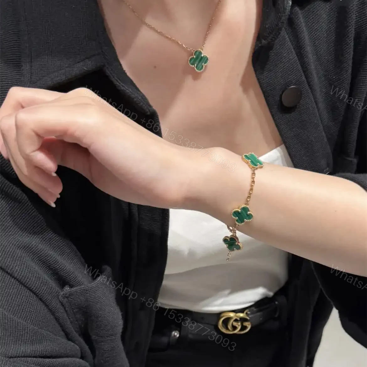 View 12 of 高仿首飾VanCleef&Arpels*RL80900孔雀石黃金手鏈
