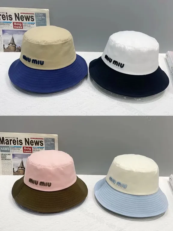 View 2 of Soft Two-Tone Cap: Miu Miu-Inspired Brand Embroidery Cap Set