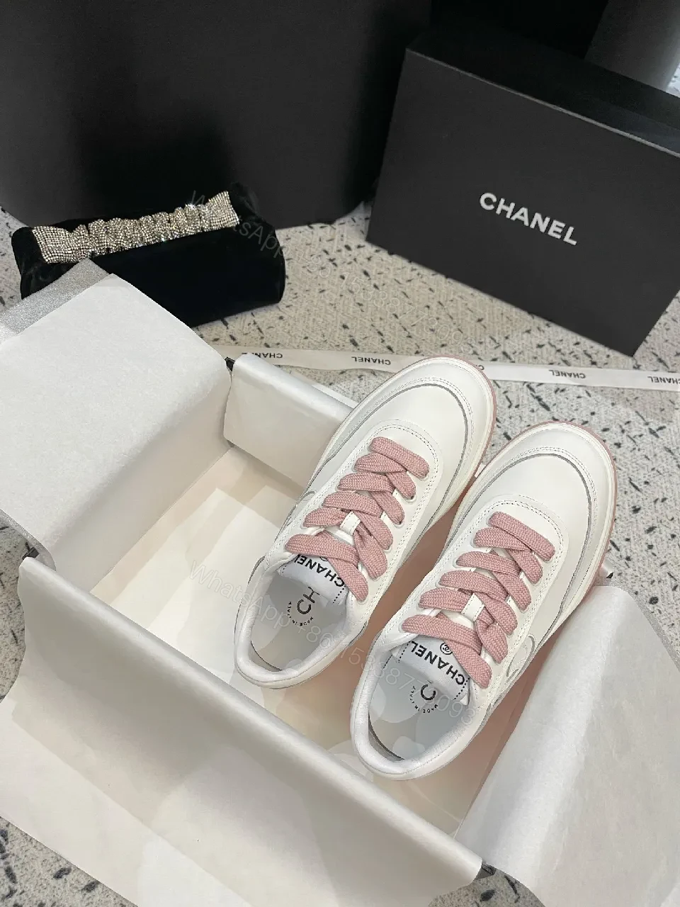 View 8 of White Leather Sneakers with Blush Accents — Luxe Everyday Comfort