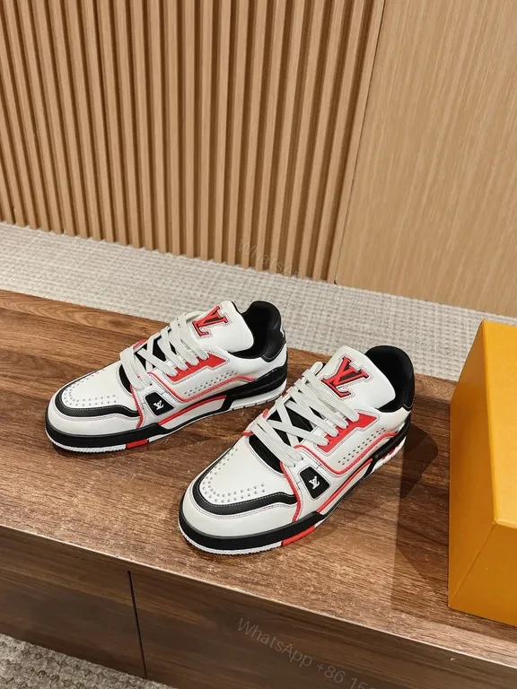 View 4 of Bold LV-Style Luxury Leather Sneakers with Signature Accent