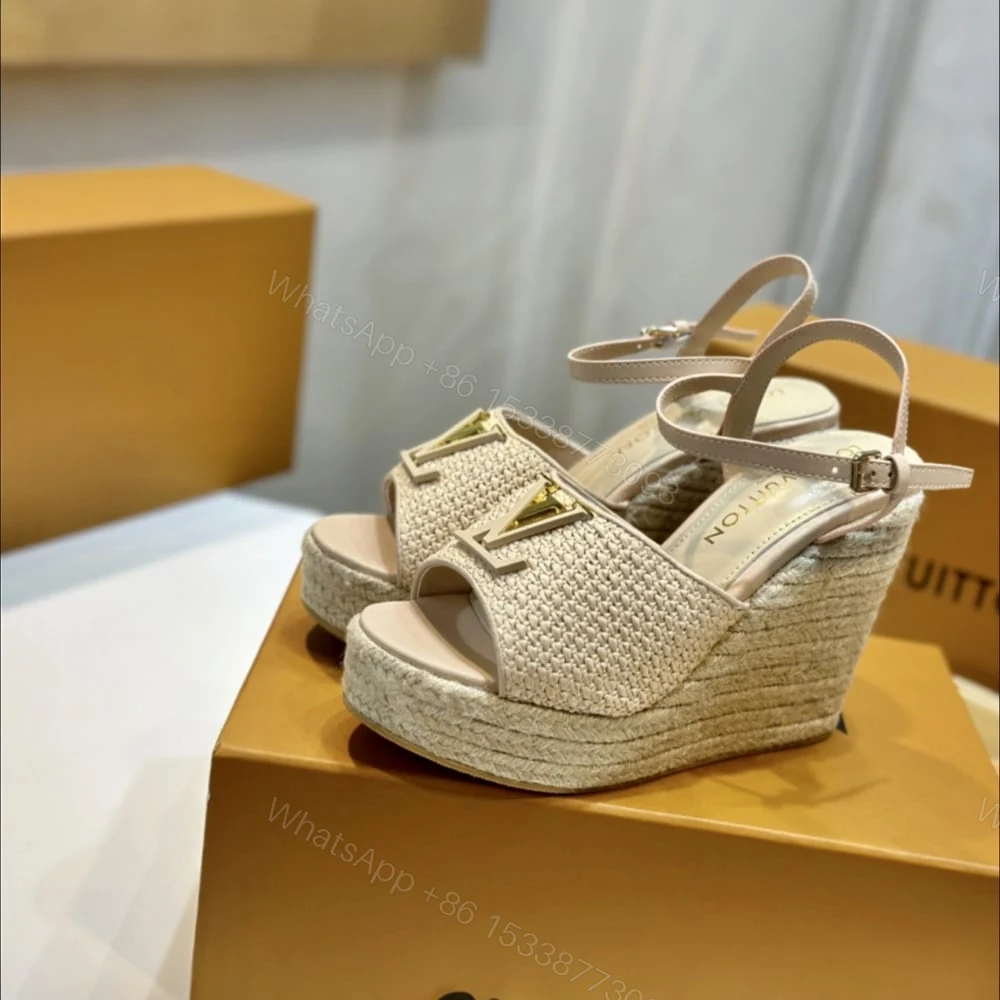 View 2 of LOUIS VUITTON MARE WEDGE SANDALS NATURAL BEIGE 1AHLM0