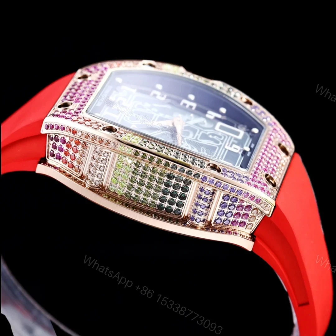 View 6 of Richard Mille RM67-01 Automatic Ultra Thin Skeleton Watch 38/48MM Barrel Case Red Strap Digital Hour Markers Premium Edition RM67-01-AT-RED-SK48