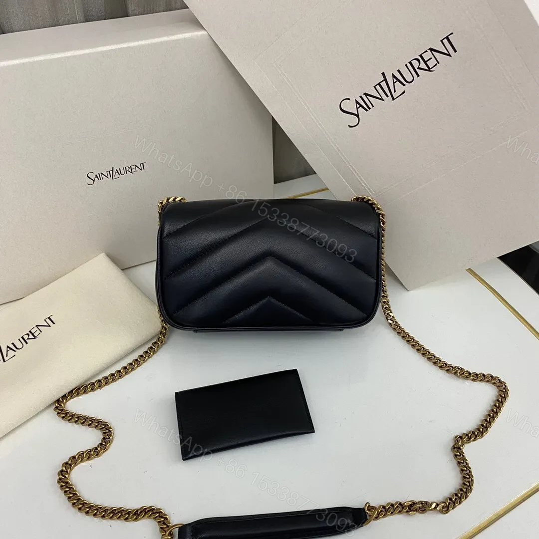 View 3 of YSL Loulou medium in Matelassé Lambskin Black