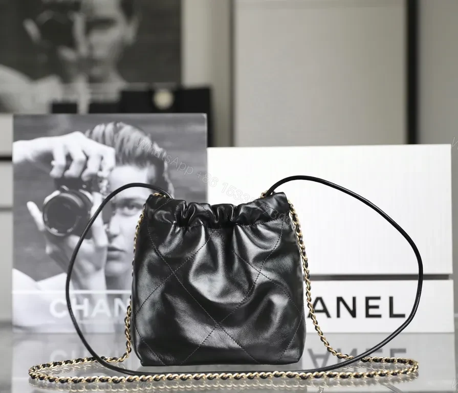 View 8 of Chanel-Inspired Black Leather Crossbody: Luxe Chain Detail