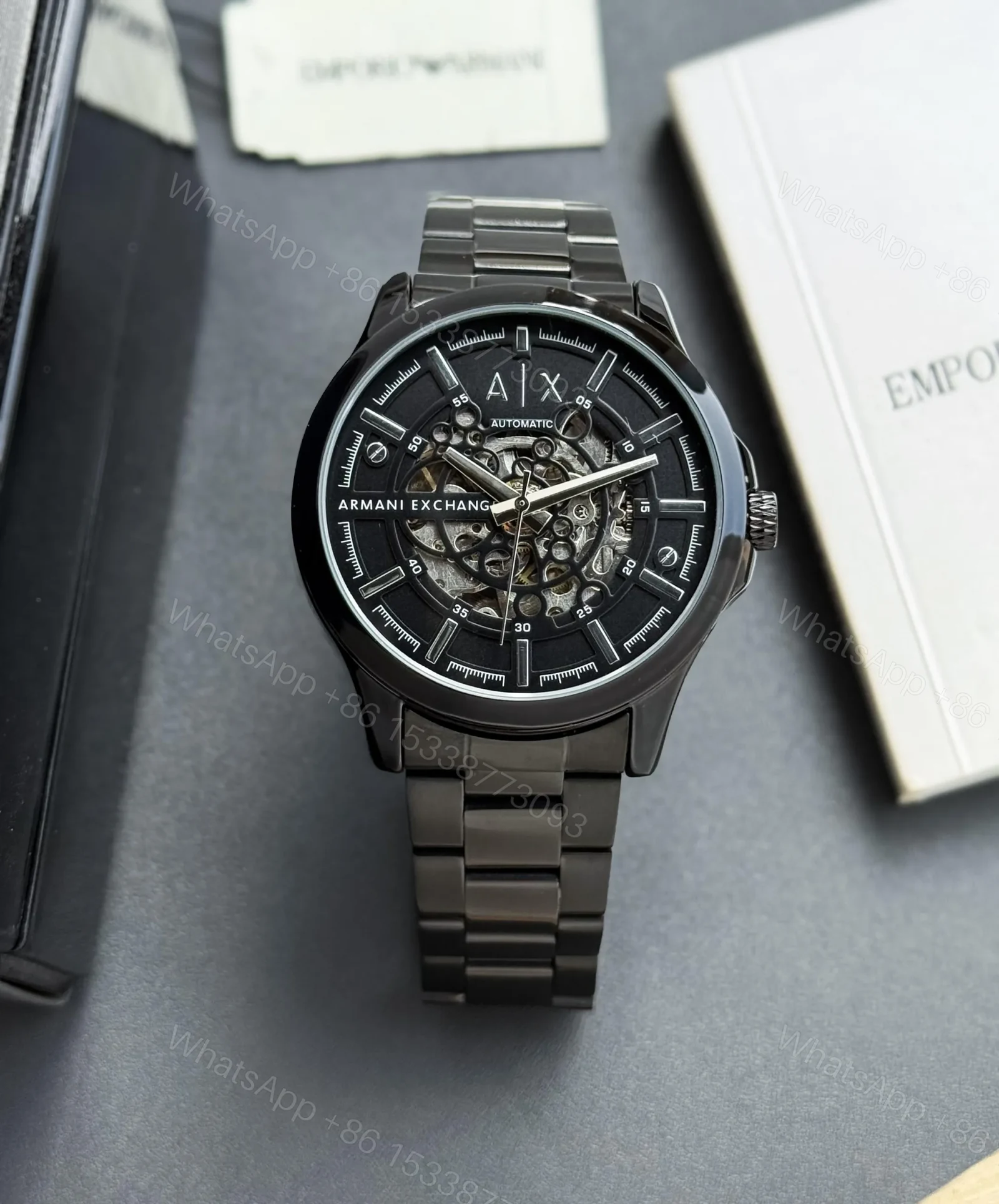 View 2 of Armani Exchange Automatic Black Skeleton