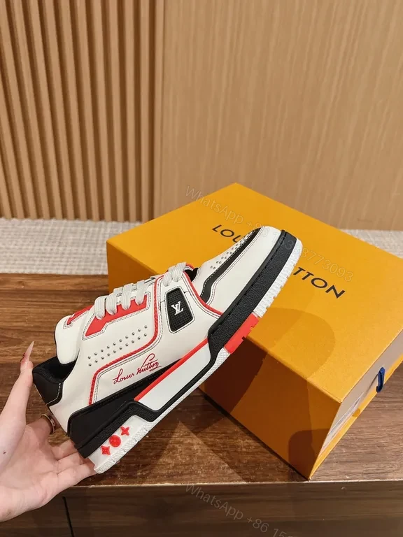View 5 of Bold LV-Style Luxury Leather Sneakers with Signature Accent