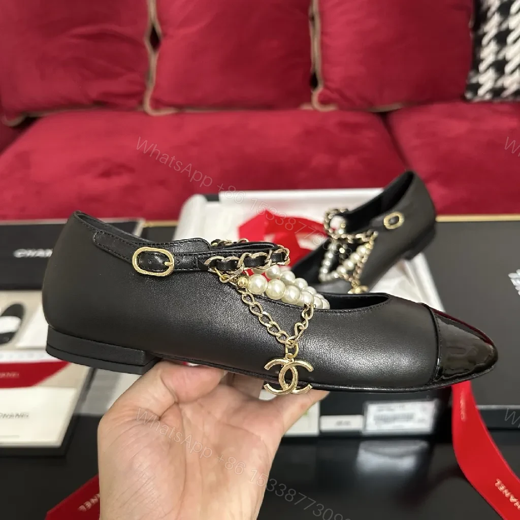 View 6 of Chic Pearl-Chain Leather Mary Jane—Elegant Comfort Shoes