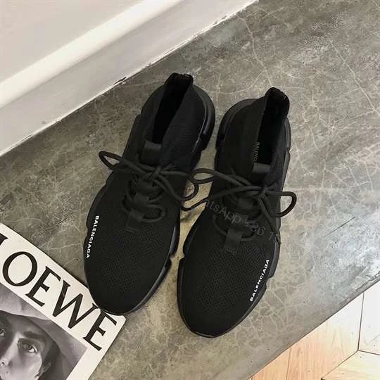 View 4 of BALENCIAGA MEN’S SPEED LACE-UP SNEAKER IN BLACK – BB163