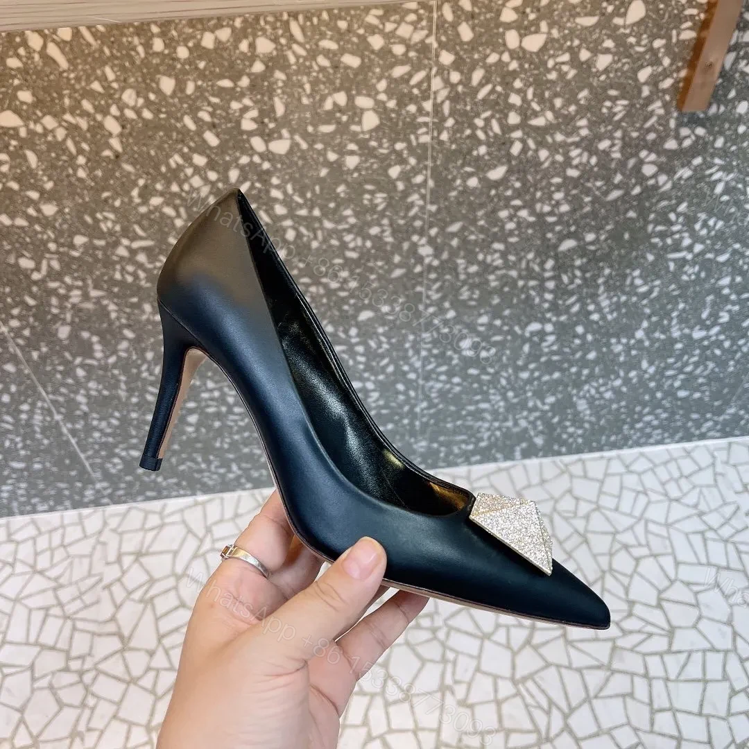 View 2 of Valentino Women Black Leather Embellished Pumps