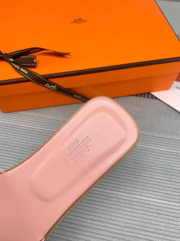 View 3 of Soft Pink Hermes Oran Slides: All-Day Comfort Sandals