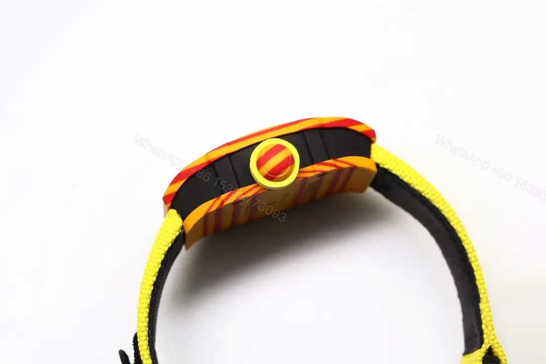 View 6 of Richard Mille RM27-03 Tourbillon Watch – Yellow and Red Carbon Fiber Case, Lightweight Design, Rubber Strap (43.5g)