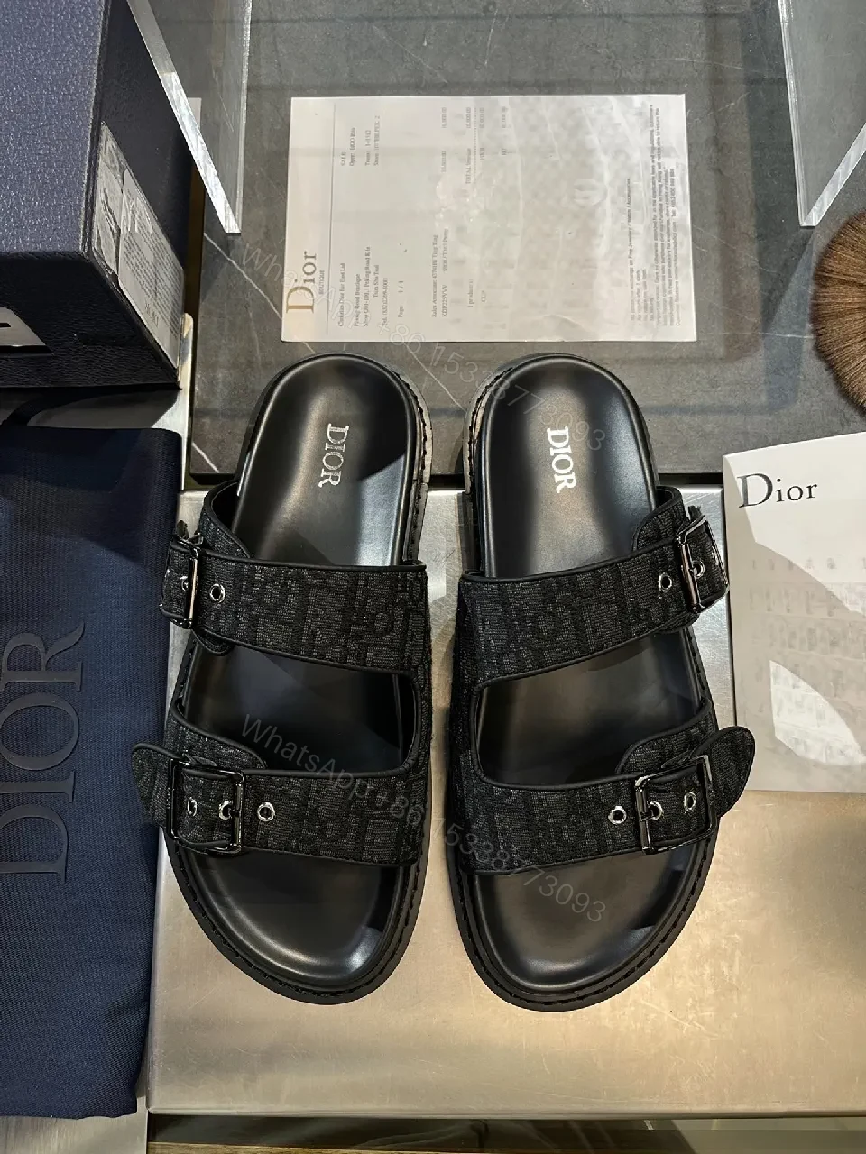 View 4 of Gold-Threaded Monogram Sandals: Effortless Luxe Footwear