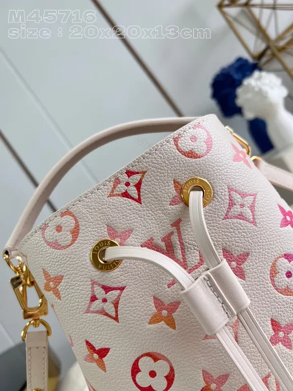 View 7 of Chic Soft Pink Monogram Drawstring Bucket Bag - Luxury Style