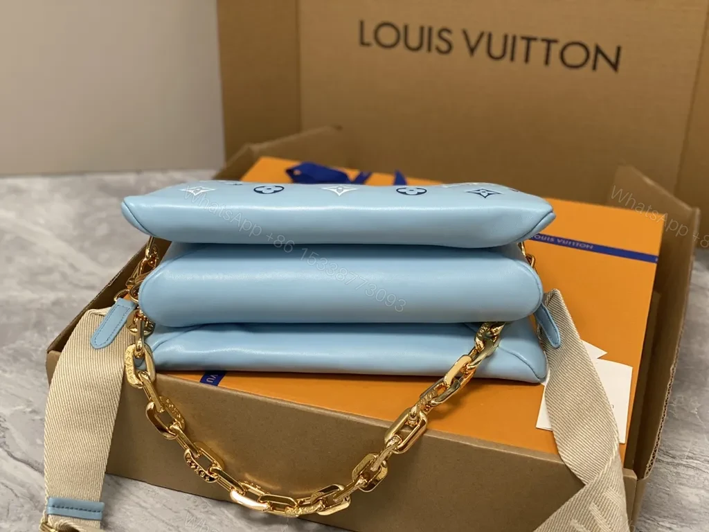 View 9 of Powder-Blue LV Monogram Crossbody: Patent, All-Day Versatility
