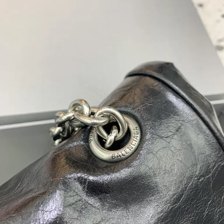View 3 of Chic Leather Shoulder Bag: Black, Chain Detail, Luxe Everyday