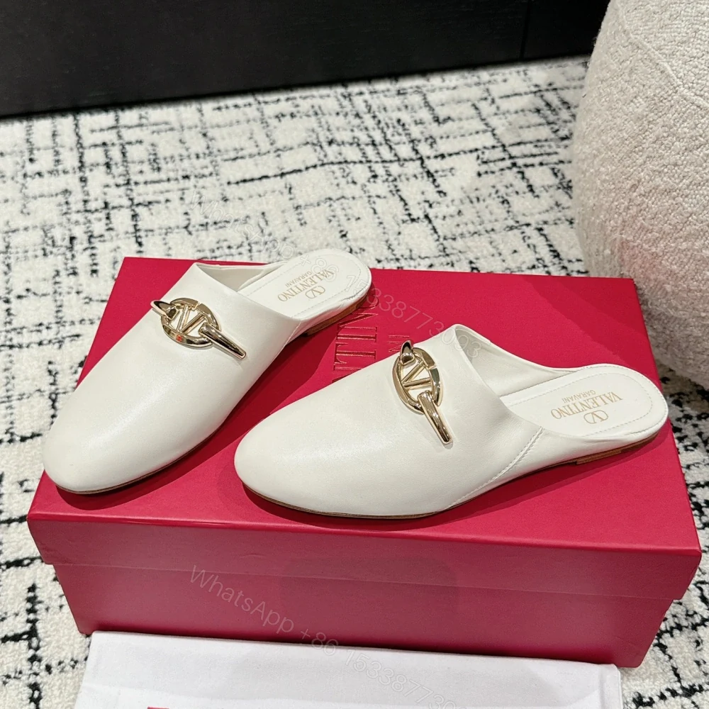 高仿Valentino*4W2S0IT簡約包頭拖鞋小牛皮白色免檢版 — view 1