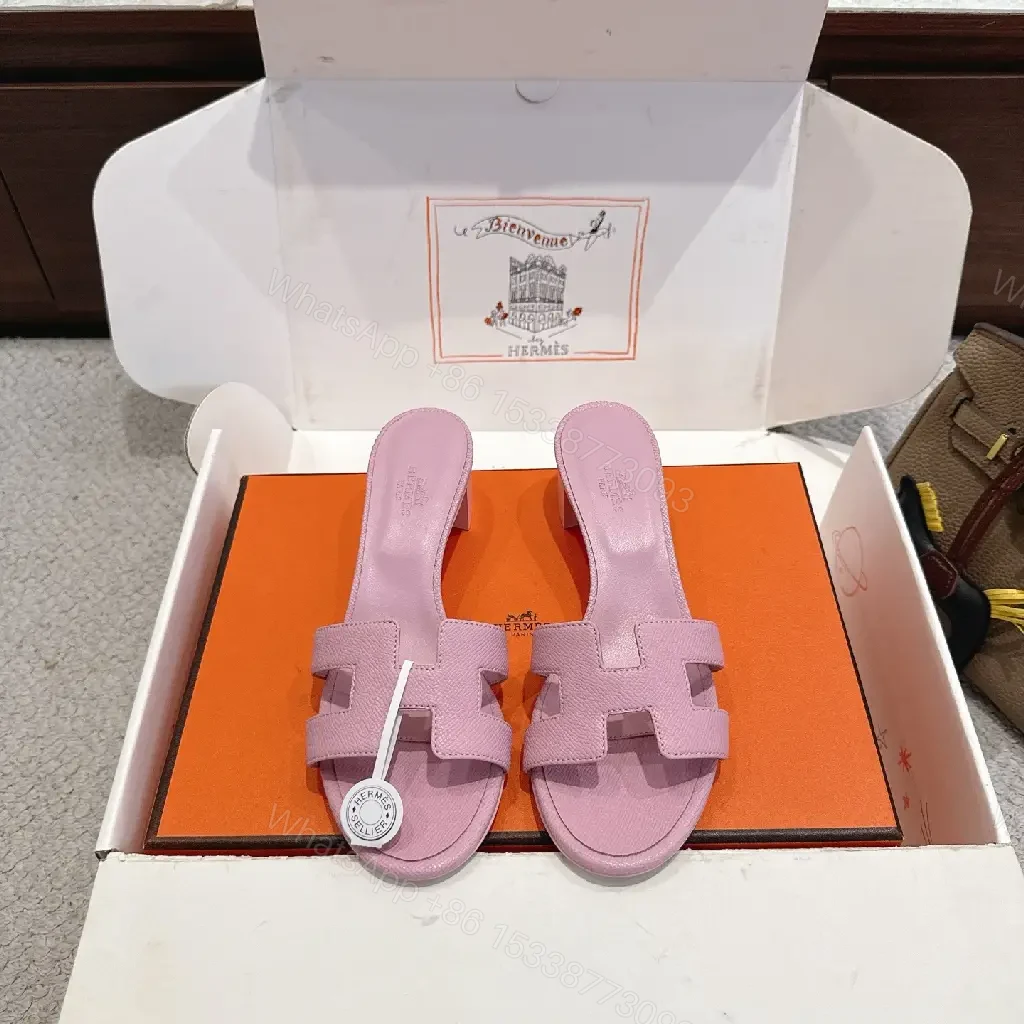 View 7 of Pink Leather Sandals Lux Style Key H Disney Hermès vibe SLIDE