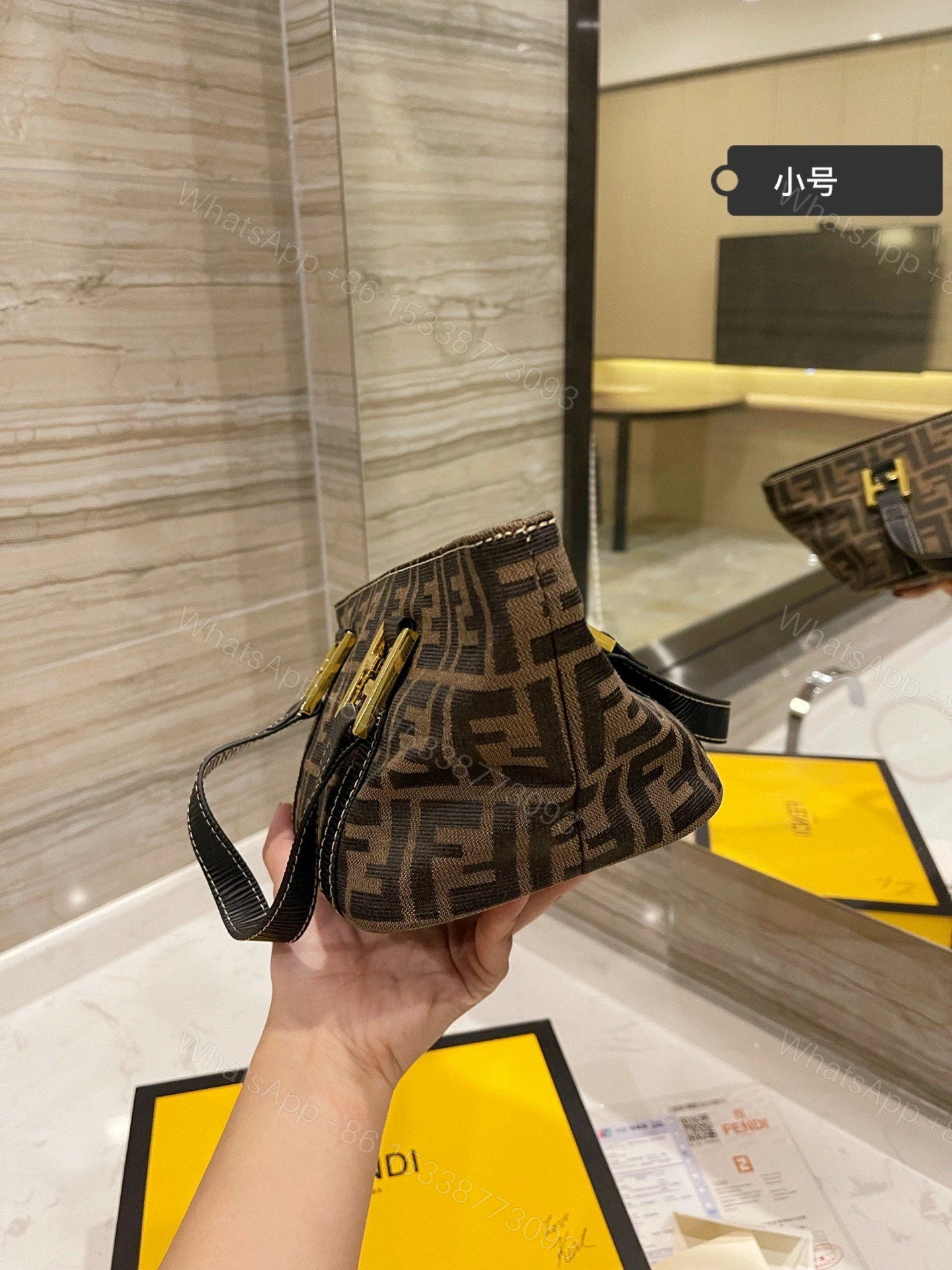View 2 of FENDI Zucca Canvas Hand Bag