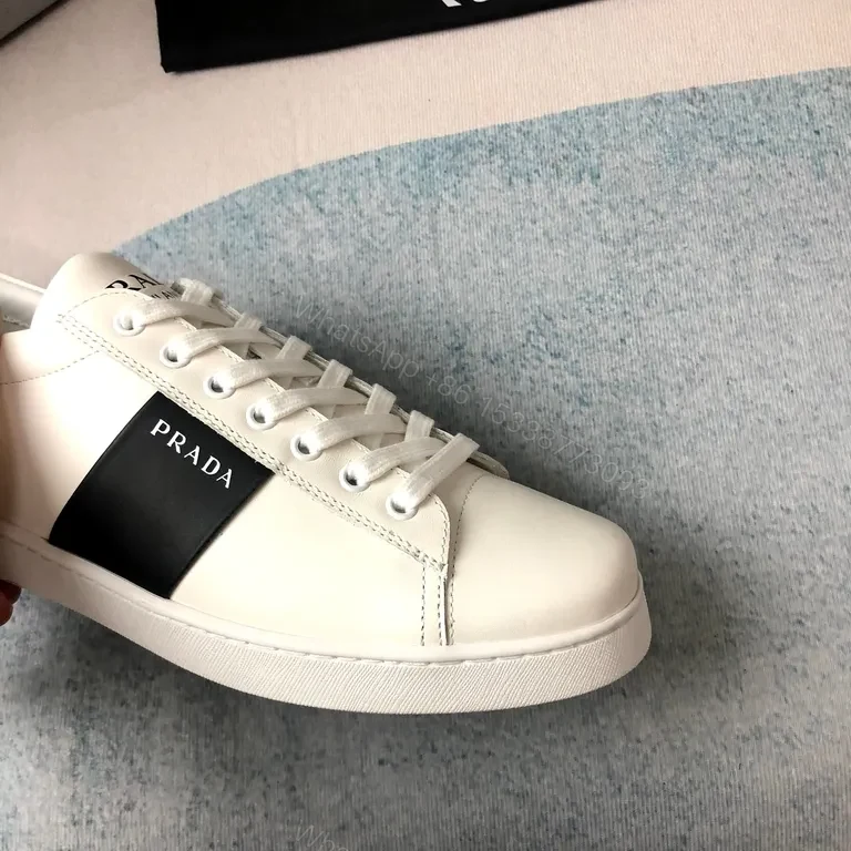 View 7 of White Leather Prada Milano Minimalist Sneakers with All-Day Comfort