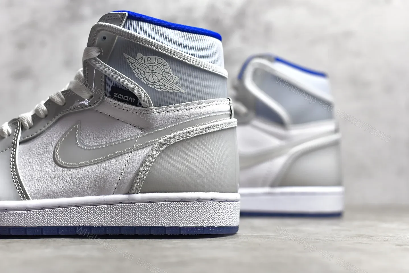 View 4 of Air Jordan 1 Retro High Zoom White Racer Blue Reps