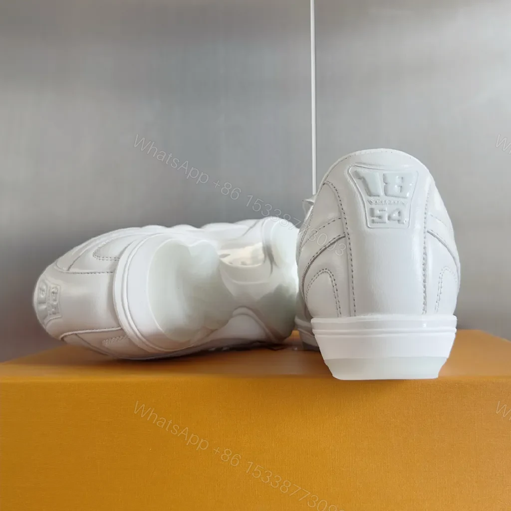 View 7 of White LV-Inspired High-Top Sneakers - Premium Comfort & Style
