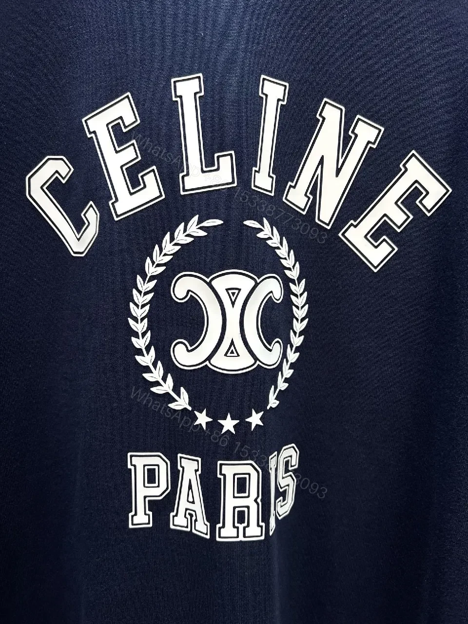 View 3 of Navy Premium Cotton Crewneck: Graphic Luxe Sweater