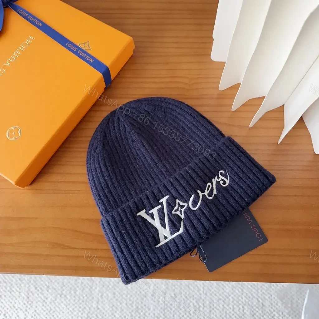 View 8 of Navy Knit Beanie + Monogram Patch + Cozy Luxury Cap