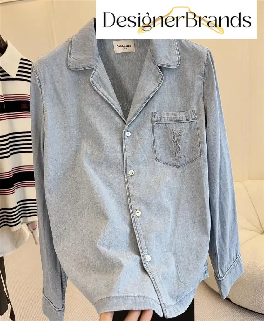 View 2 of Saint Laurent Cassandre Embroidered Poplin Shirt