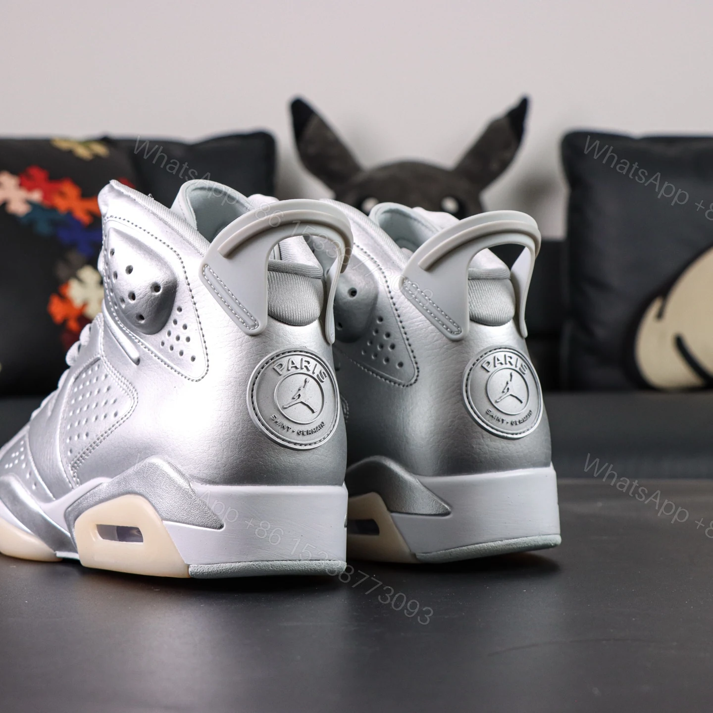 View 5 of Air Jordan 6 Retro PSG ‘Paris Saint-Germain / Metallic Silver’ (2026)