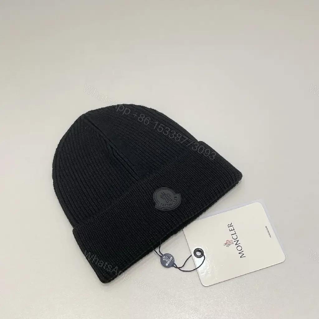 View 3 of Textured Knit Beanie - Luxe Wool, Ribbed Style, Subtle Logo, All-Season Warmth