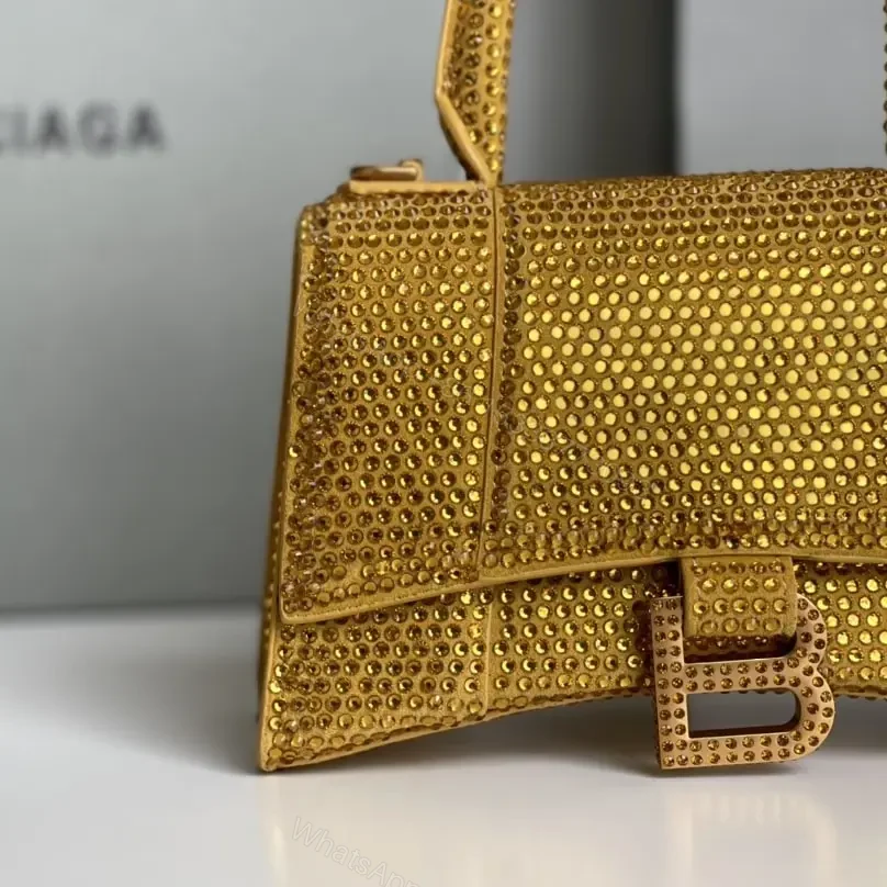 View 3 of 高仿Balenciaga*Hourglass系列沙漏包滿鑽金色XS