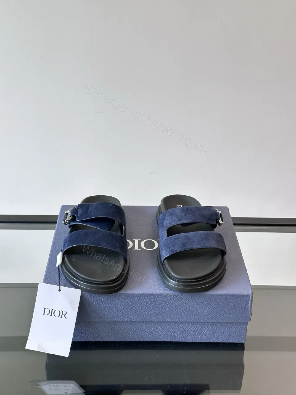 View 6 of Soft-Stride Navy Suede Slides – Casual Luxury Comfort