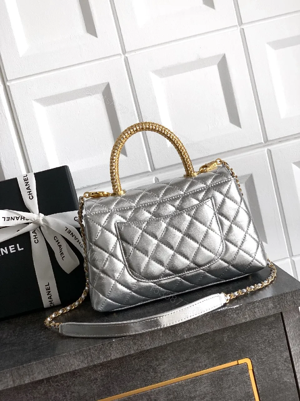 View 5 of Quilted Metallic Handbag: Structured Glamour, All-Day Confidence
