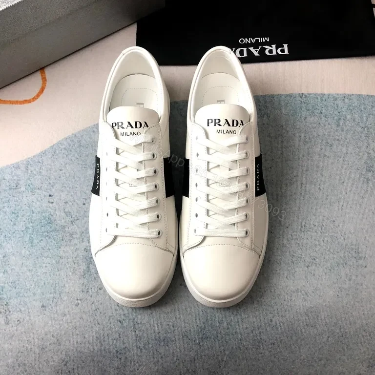 View 6 of White Leather Prada Milano Minimalist Sneakers with All-Day Comfort