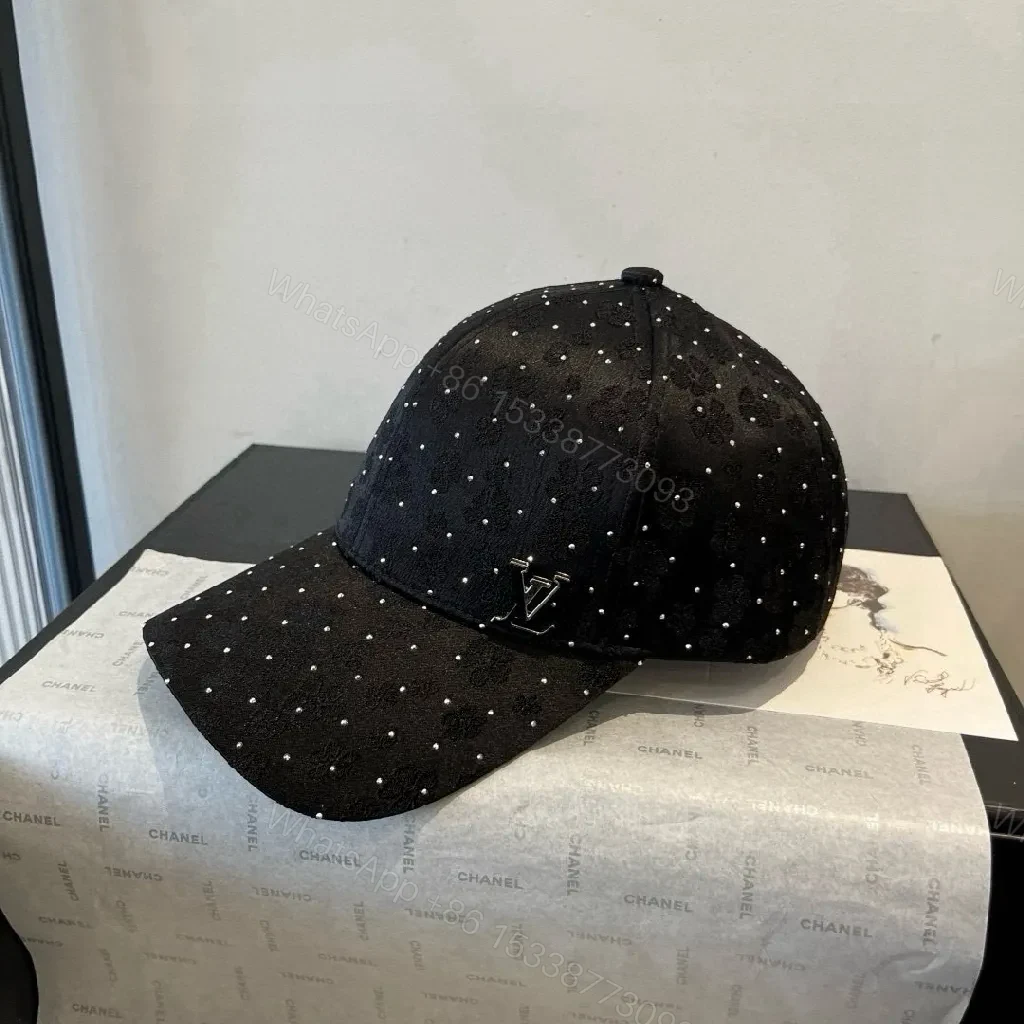 View 4 of Black Diamond-Embellished Cap with Monogram Detail