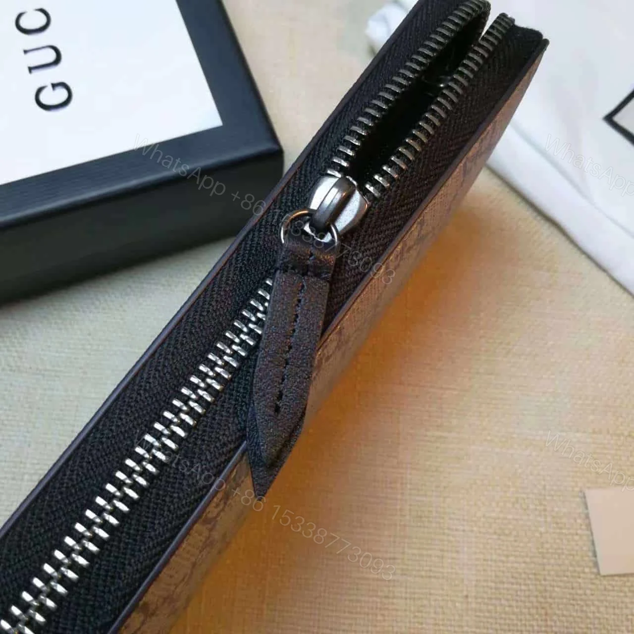 View 4 of GUCCI BEE PRINT GG SUPREME ZIP AROUND WALLET
